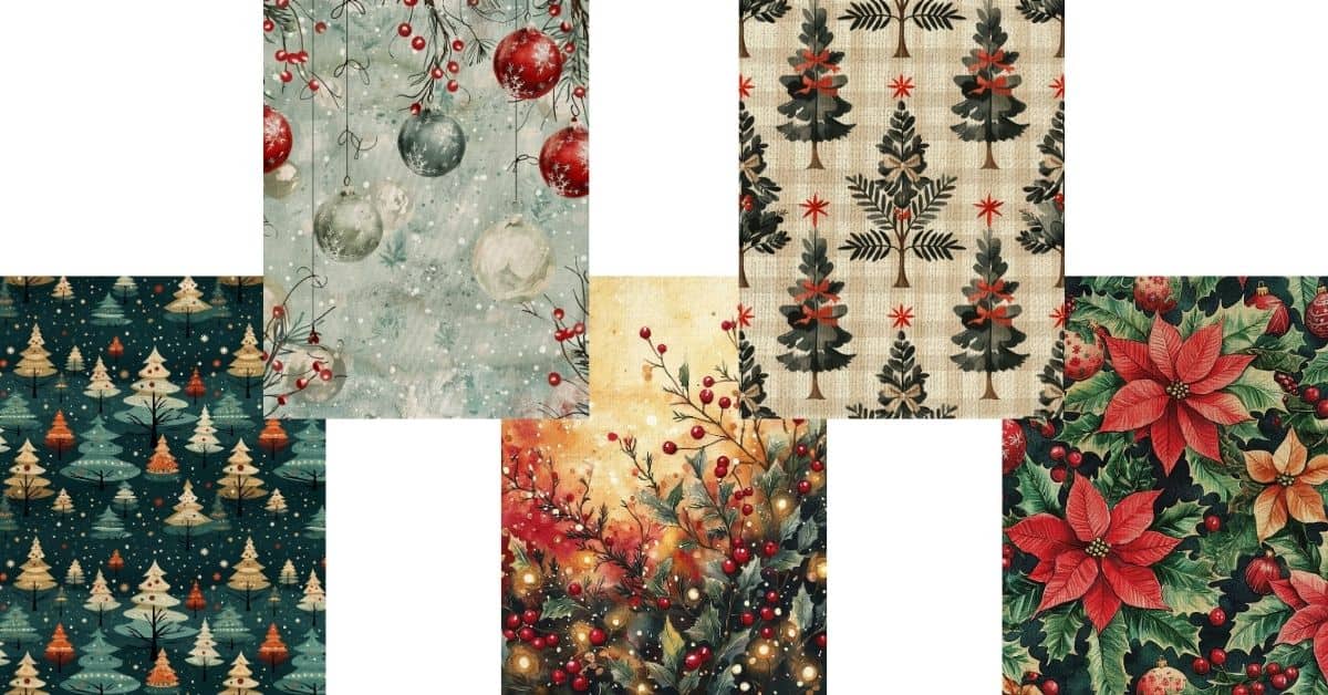 Christmas Faux Fabric Full Pages – Free Printable Christmas Faux Fabric Full Pages – Free Printable