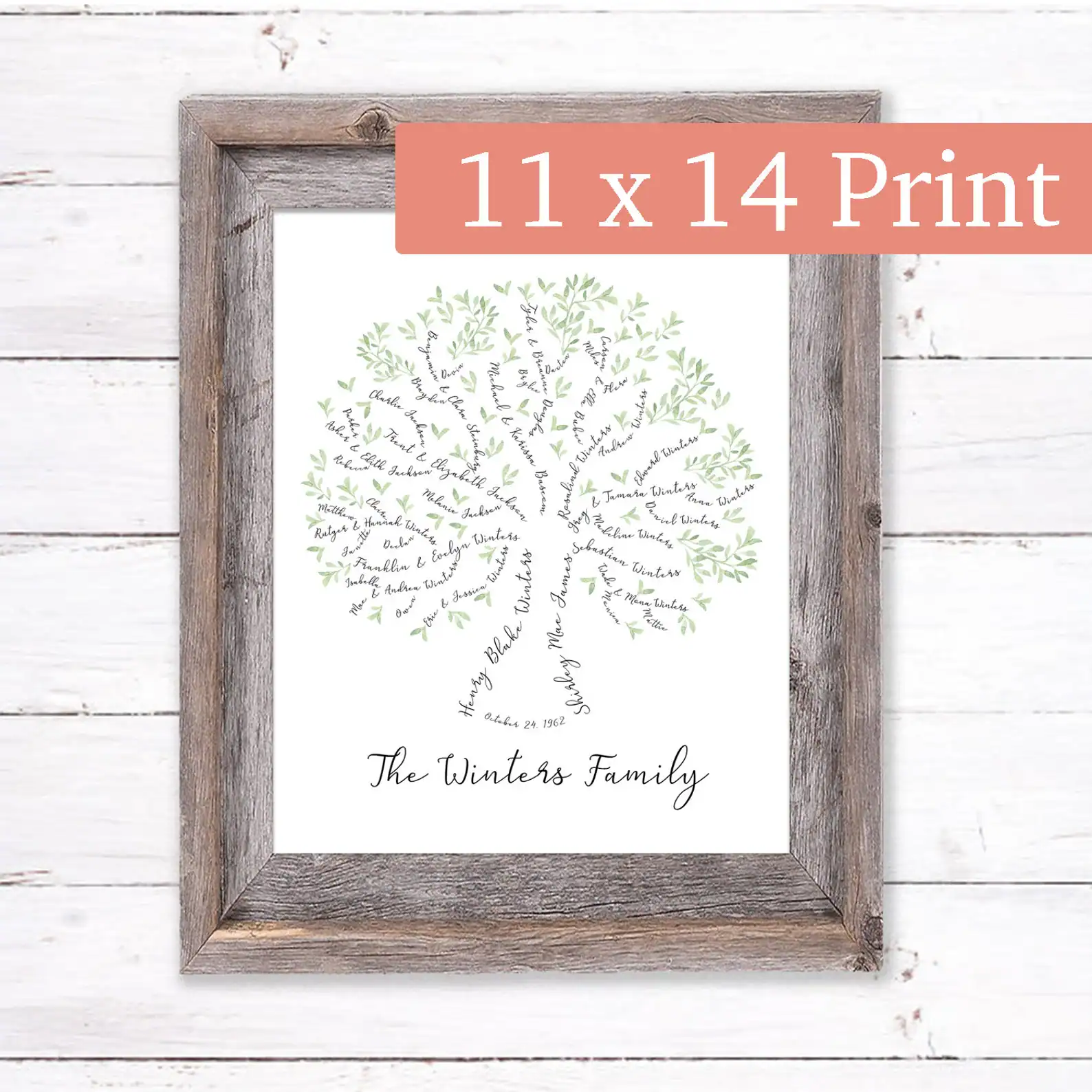 Personalized Watercolor Family Tree
