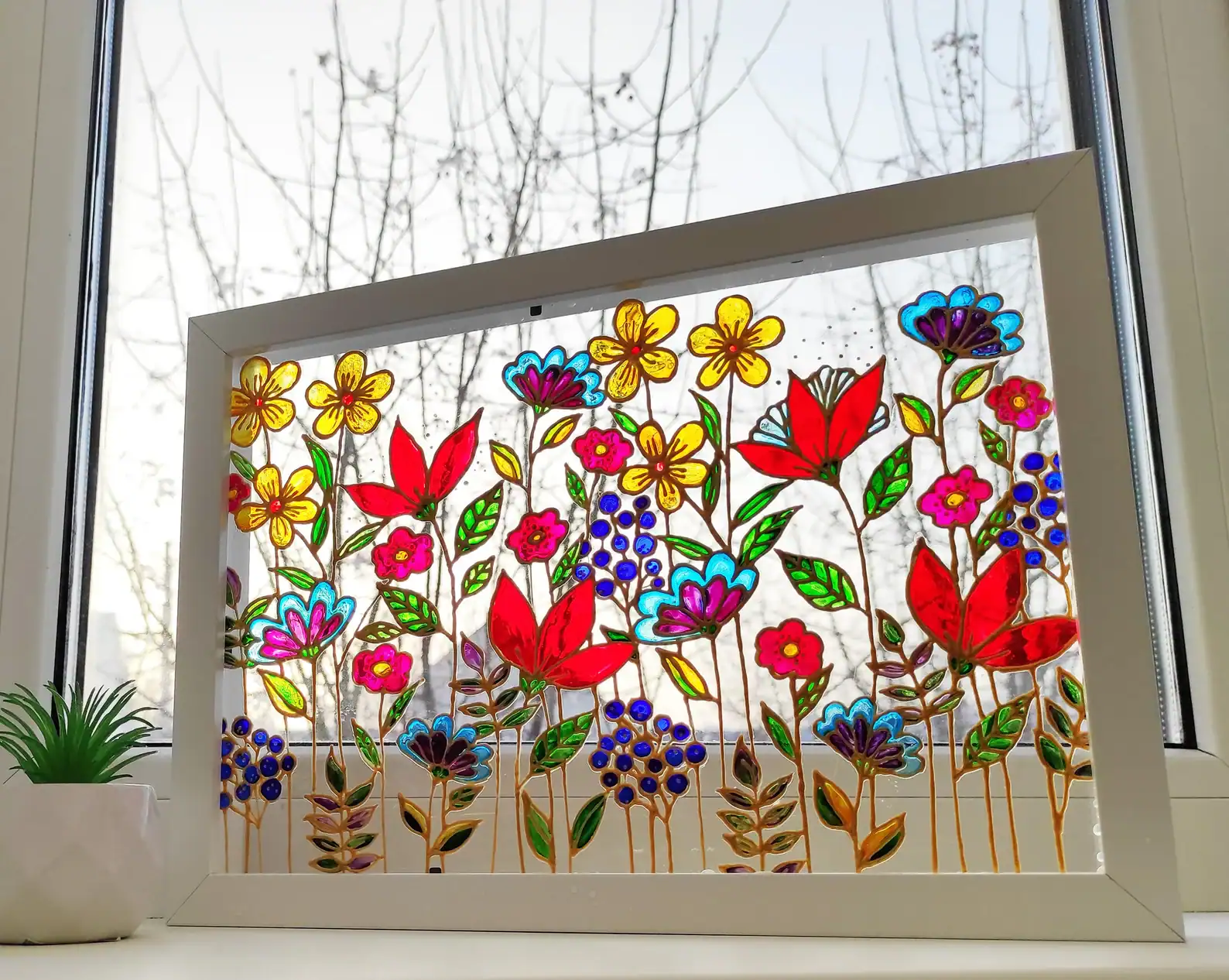Meadow flowers Wild flowers glass painting