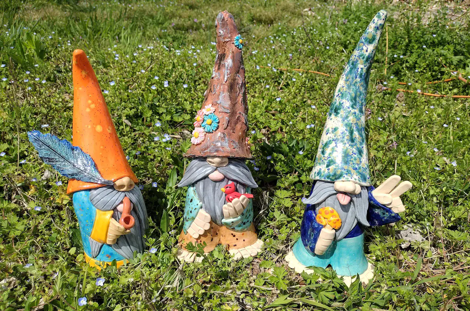 Garden Gnome Handmade Ceramic Decor (Hippie, Mushroom, Customizable)