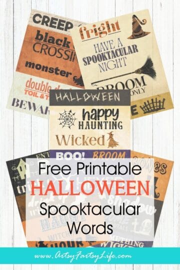 Spooktacular Free Printable - Halloween Words with Vintage Charm