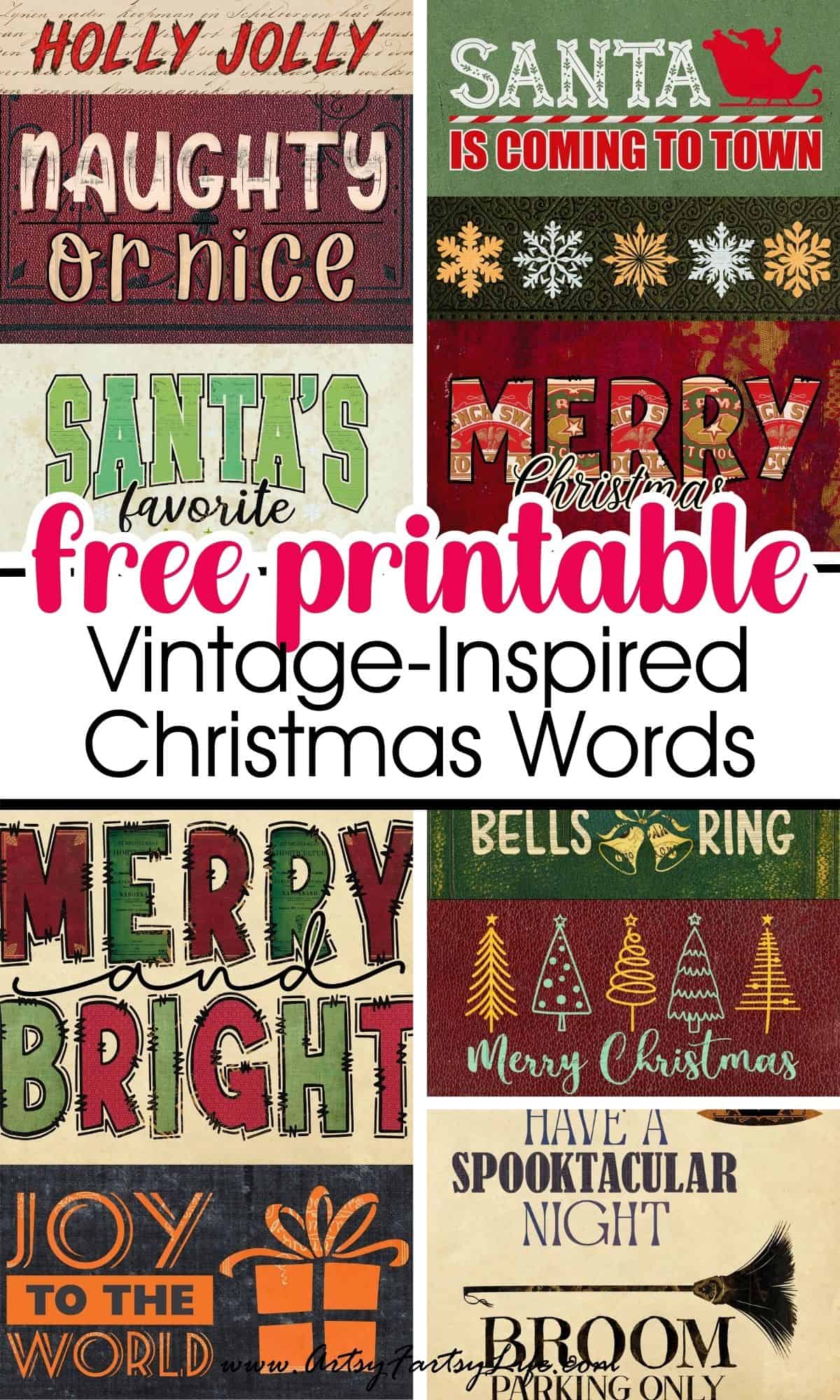 Vintage-Inspired Christmas Words – Free Printable Set for Holiday Journals & Crafts