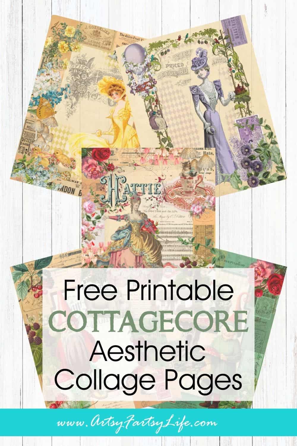 Free Printable Cottagecore Aesthetic Collage Pages