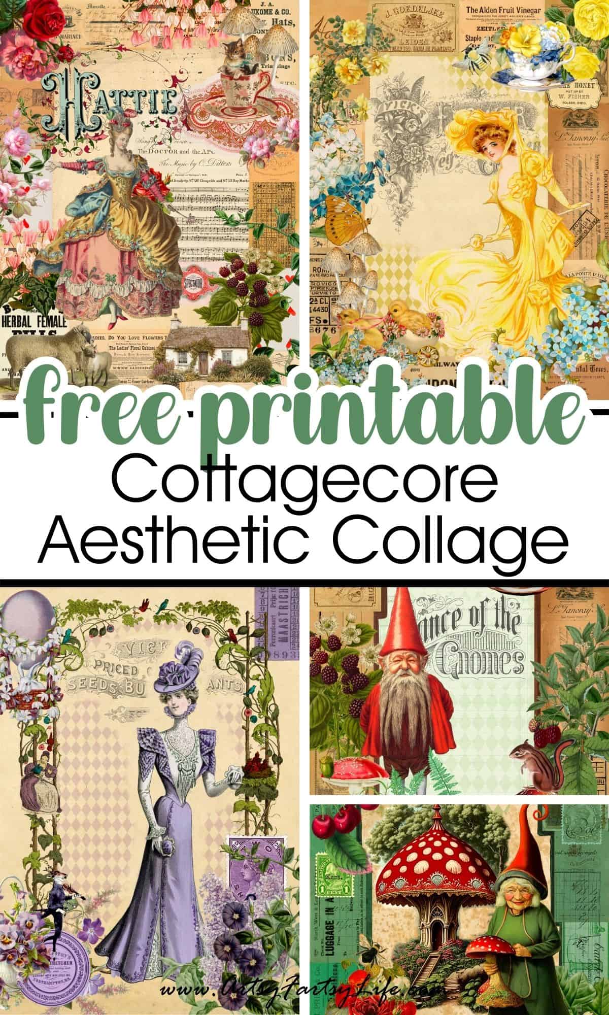 Free Printable Cottagecore Aesthetic Collage Pages
