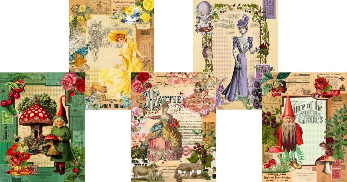 Free Printable Cottagecore Aesthetic Collage Pages