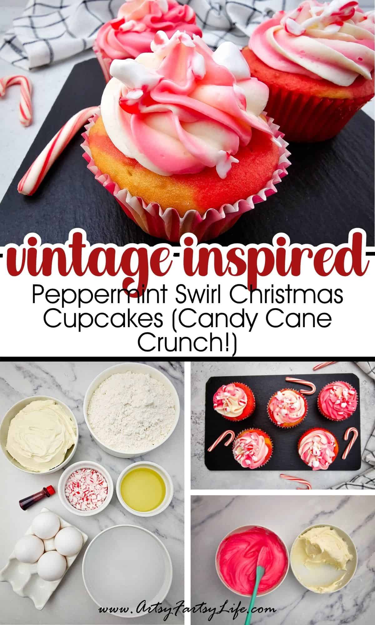 Peppermint Swirl Christmas Cupcakes (with Candy Cane Crunch!)