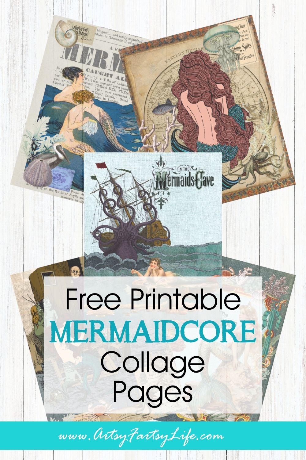 Dive into Dreamy Mermaidcore: Free Vintage Collage Printables You’ll Adore