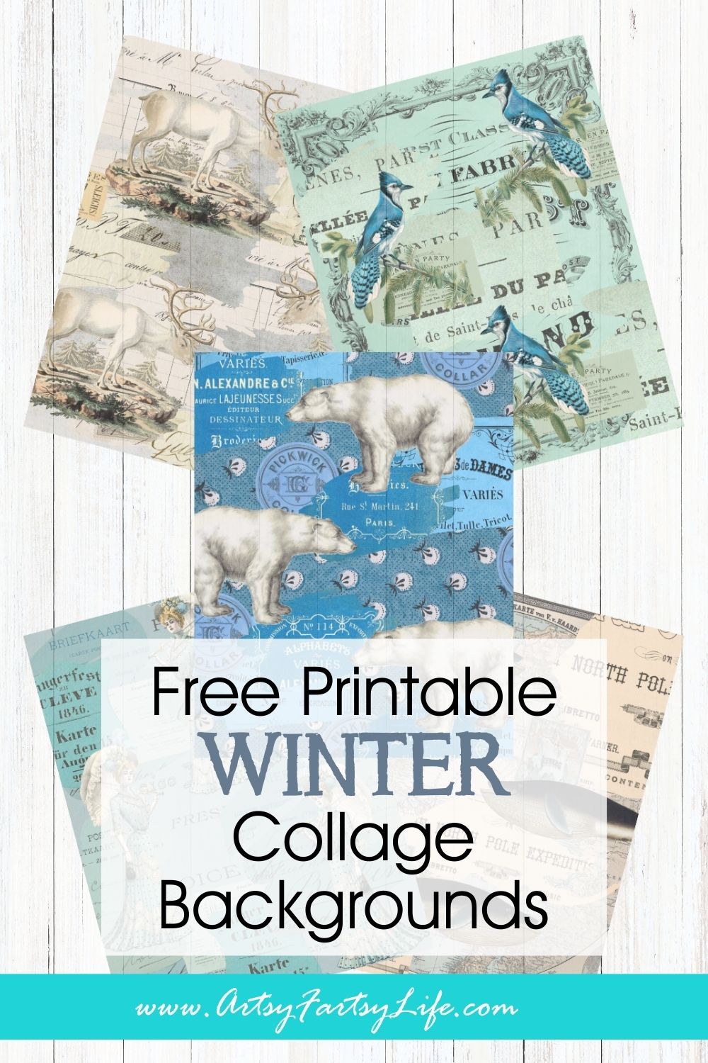 Magical Winter Journal Pages - Free Printable Collage Sheets