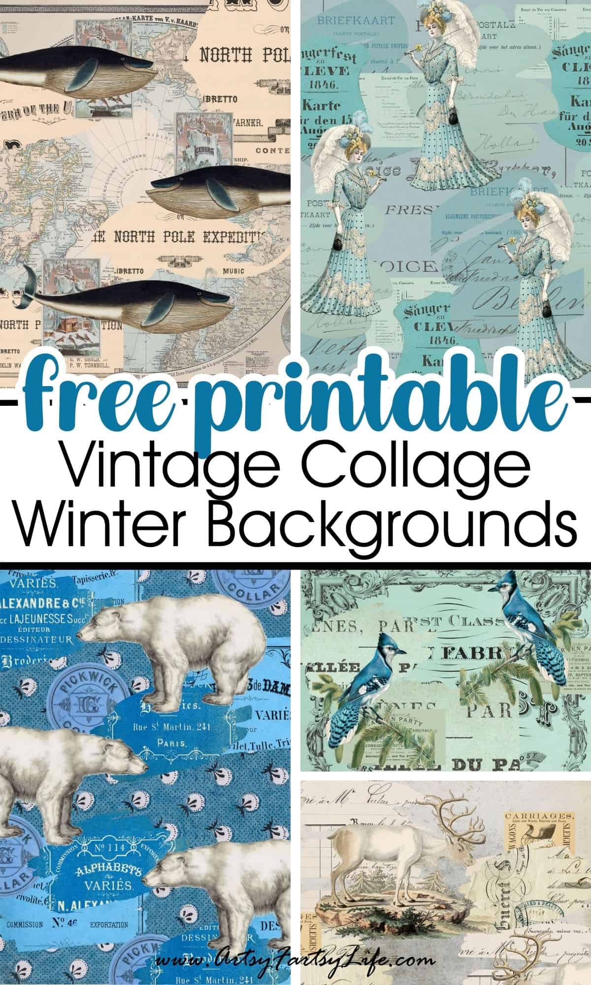 Magical Winter Journal Pages - Free Printable Collage Sheets