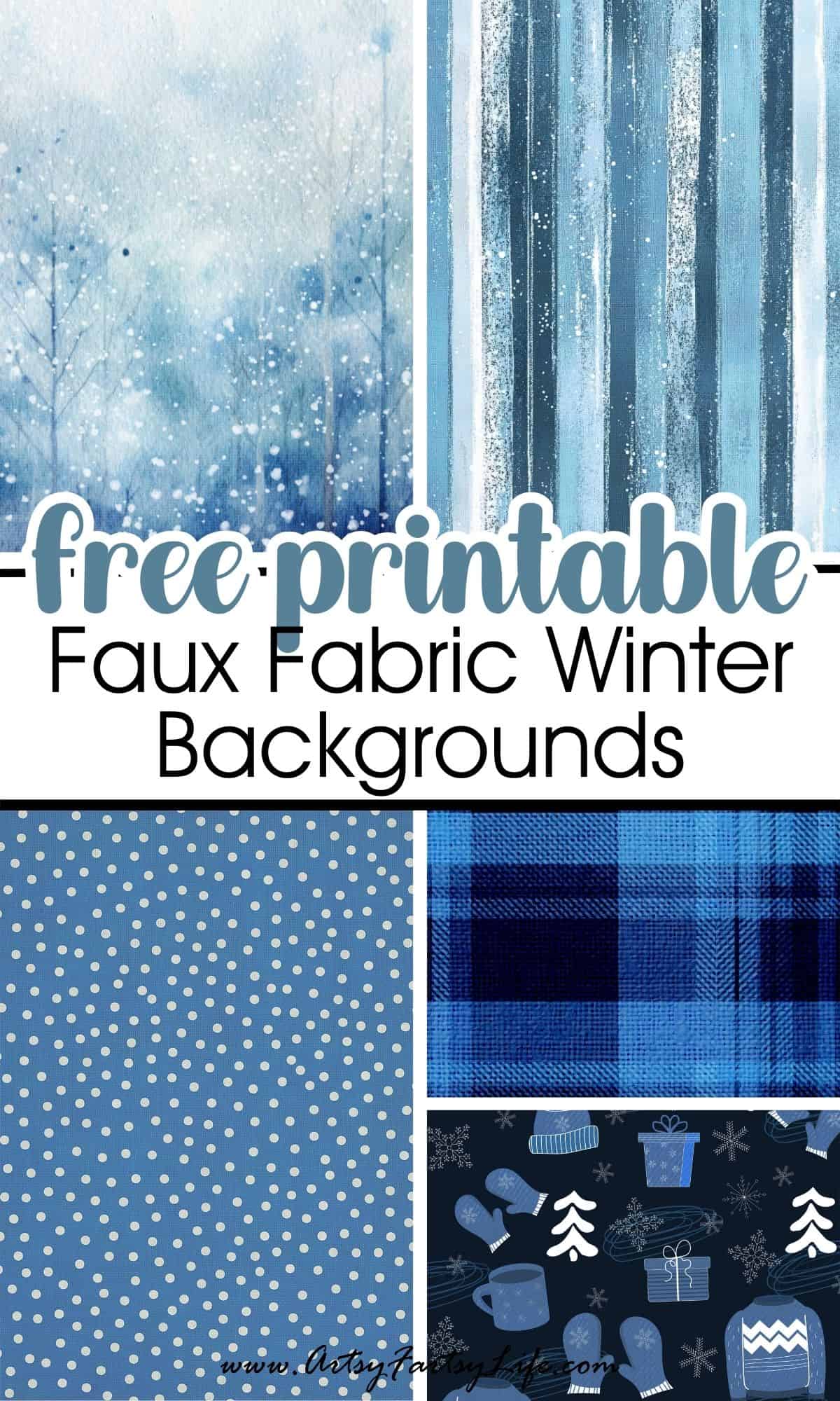 Faux Fabric Winter Backgrounds - Free Cozy Blue Printable Papers