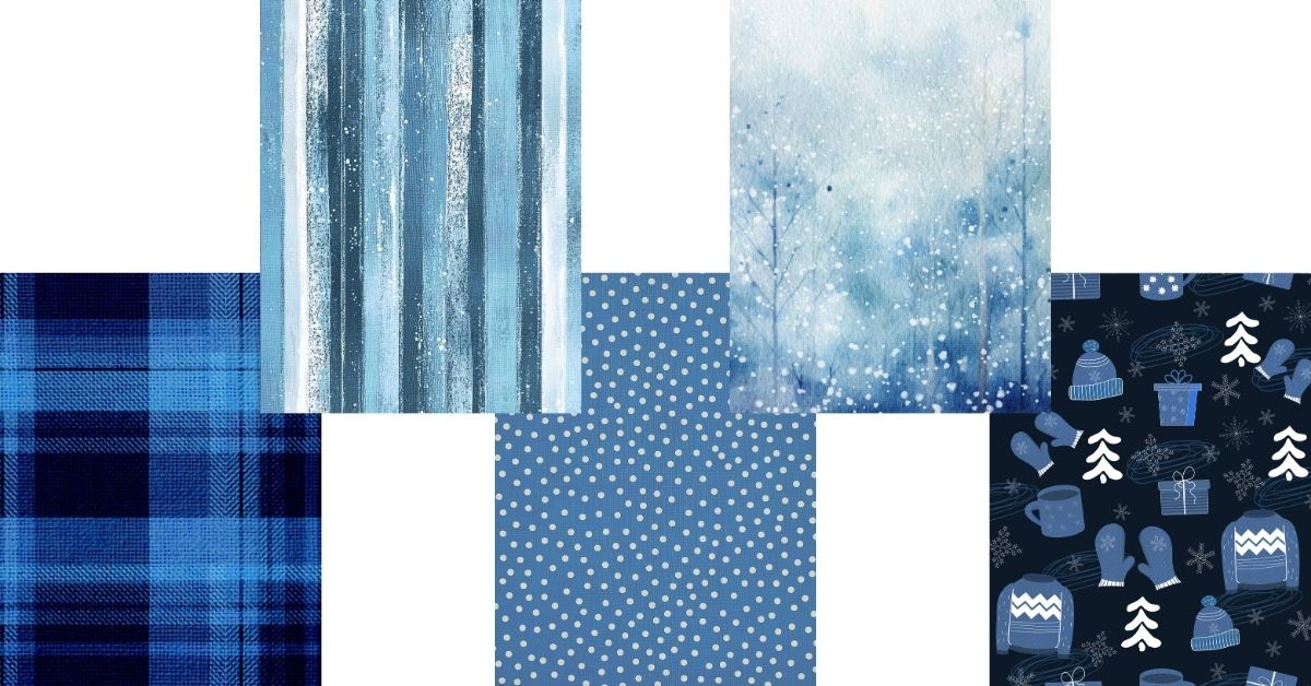 Faux Fabric Winter Backgrounds - Free Cozy Blue Printable Papers