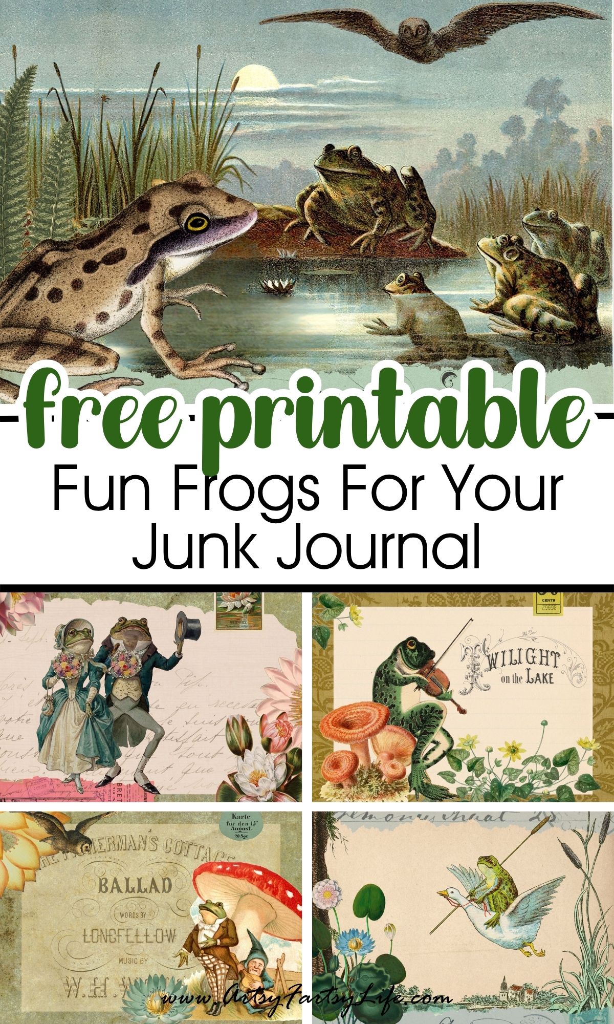 Free Vintage Frog Collage Sheets Printable - Whimsical Amphibian Ephemera