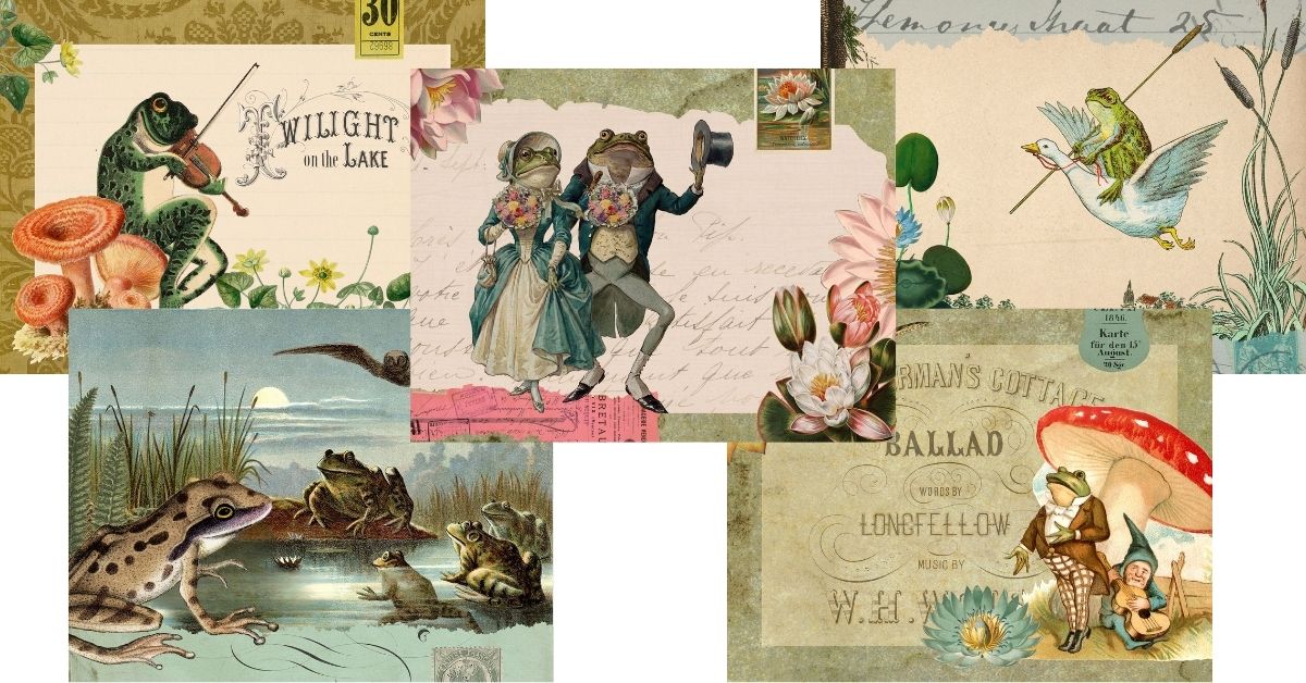 Free Vintage Frog Collage Sheets Printable - Whimsical Amphibian Ephemera