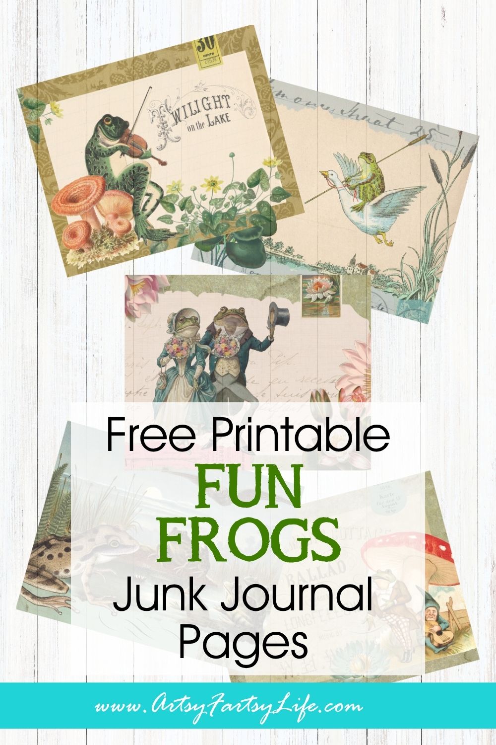 Free Vintage Frog Collage Sheets Printable - Whimsical Amphibian Ephemera