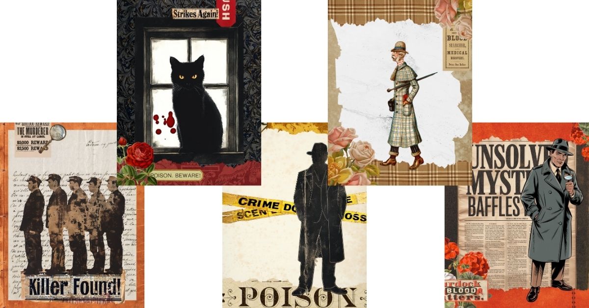 Free Vintage True Crime Junk Journal Pages - Dark Moody Ephemera for Mystery Lovers
