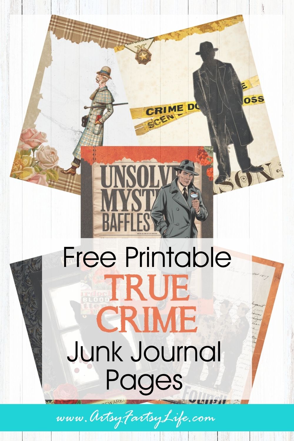 Free Vintage True Crime Junk Journal Pages - Dark Moody Ephemera for Mystery Lovers