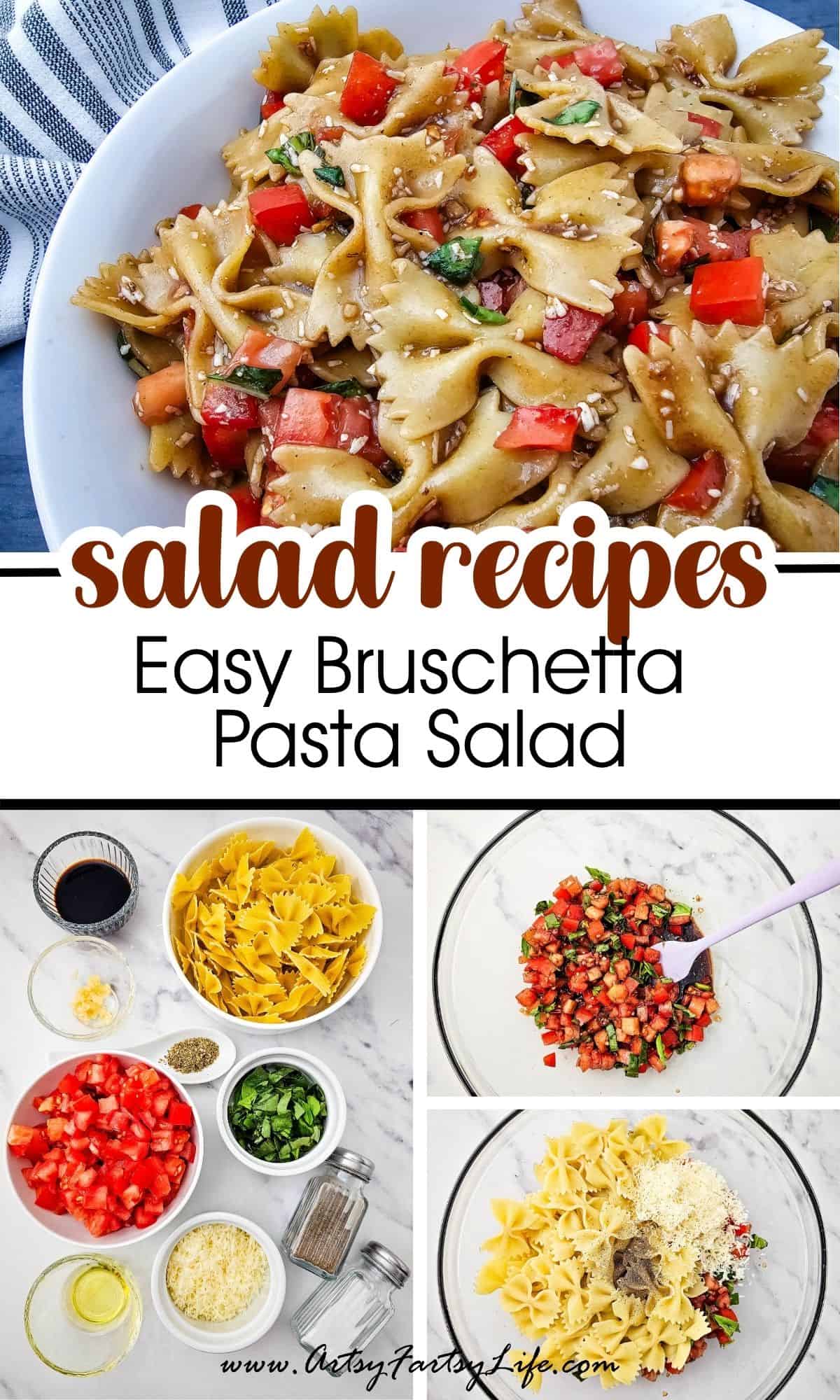 Easy Bruschetta Pasta Salad - Fresh Tomatoes, Basil, and Balsamic