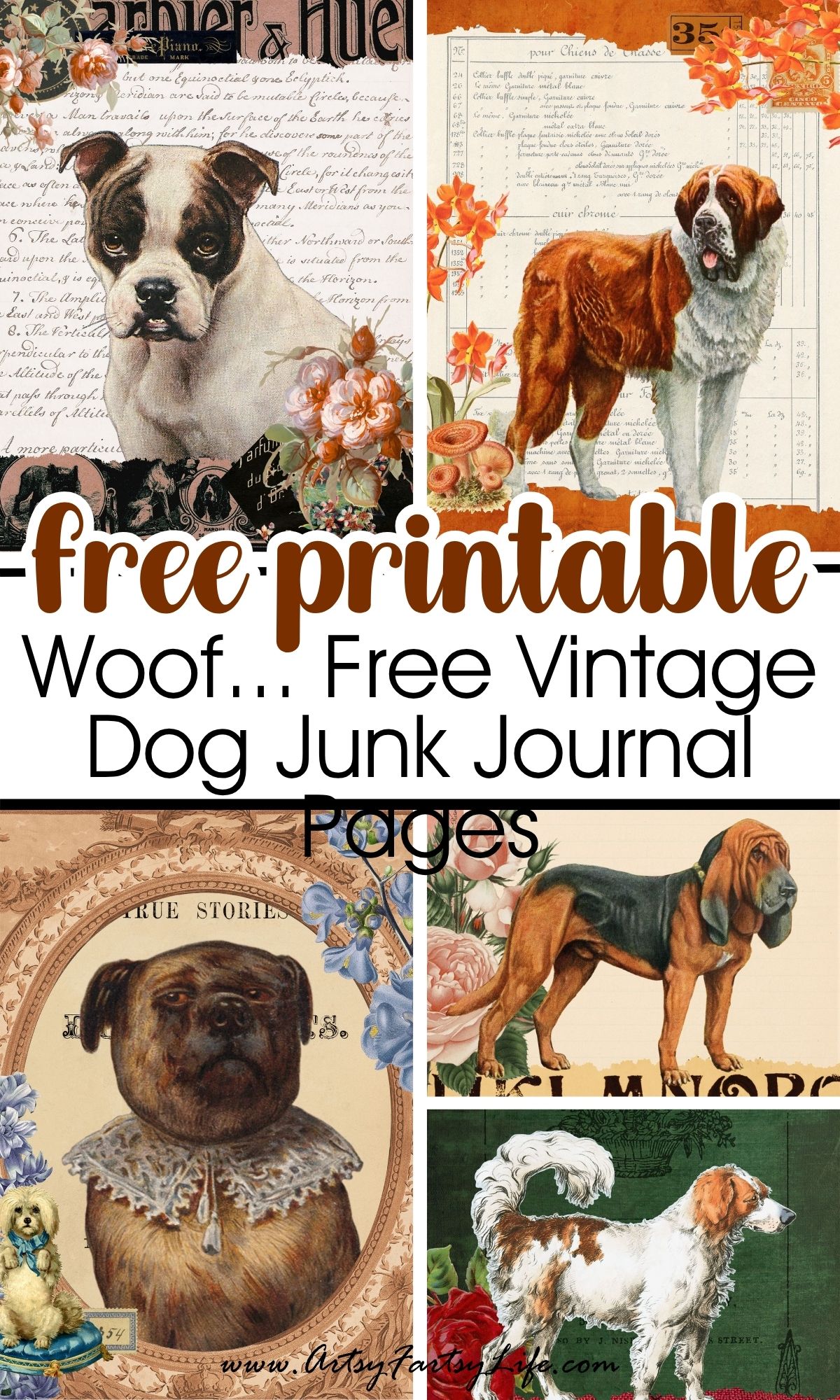 Free Vintage Dog Junk Journal Pages – Victorian Pups & Antique Ephemera