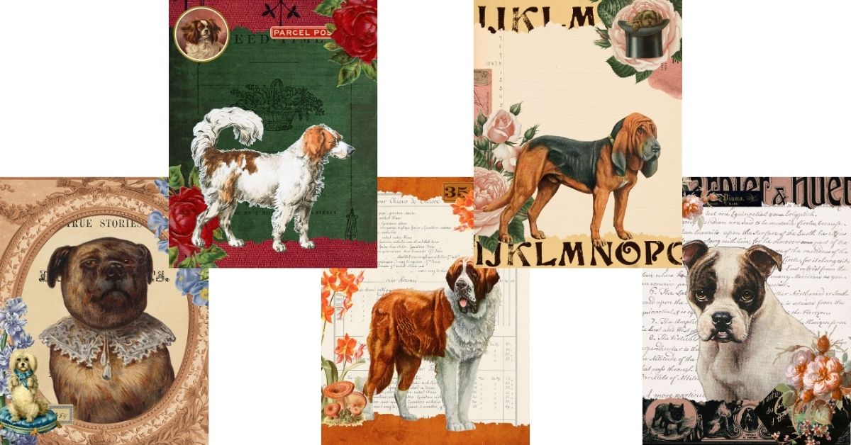 Free Vintage Dog Junk Journal Pages – Victorian Pups & Antique Ephemera