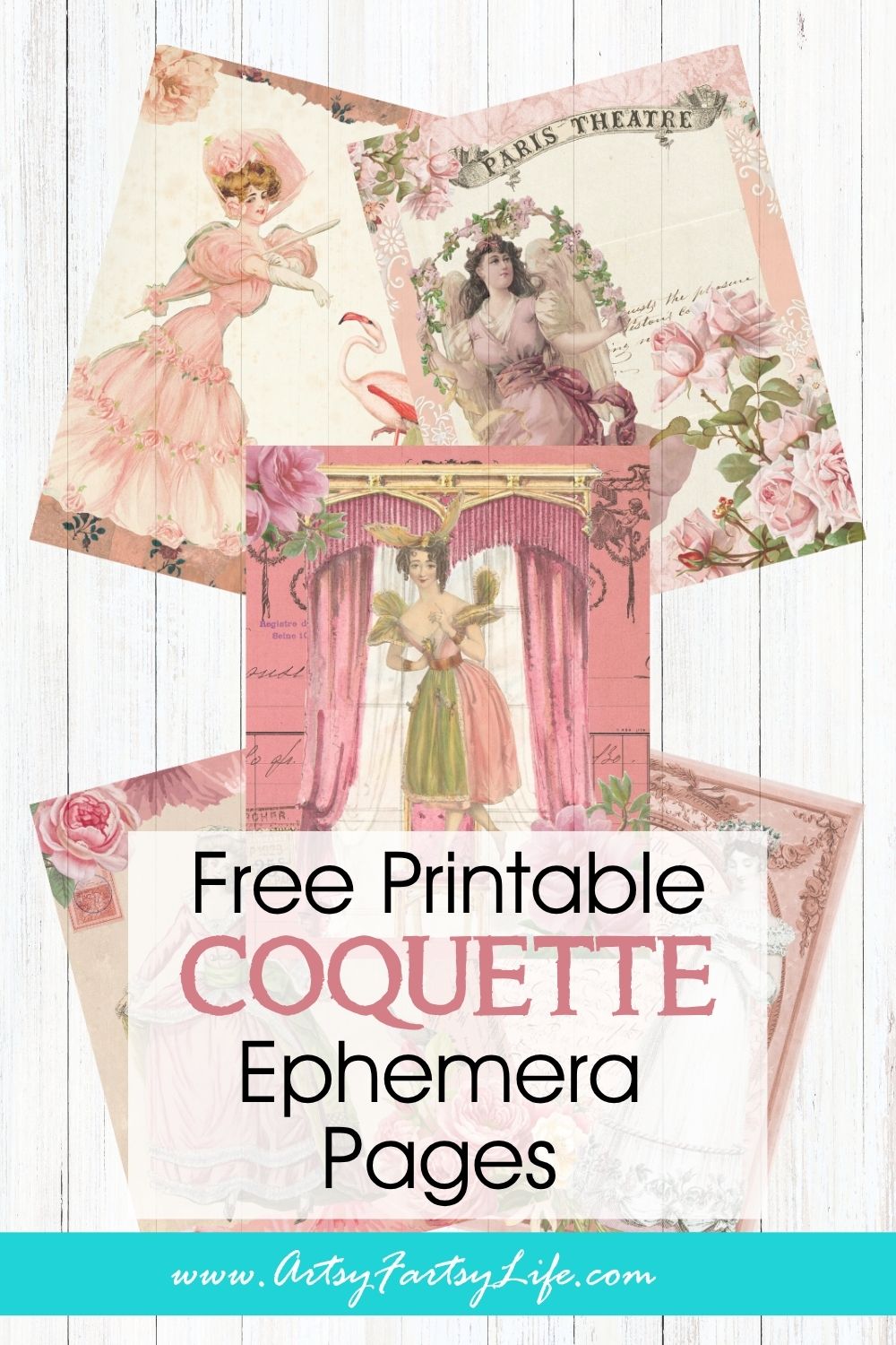 Free Coquette Junk Journal Pages - Vintage Pink Ephemera Printable