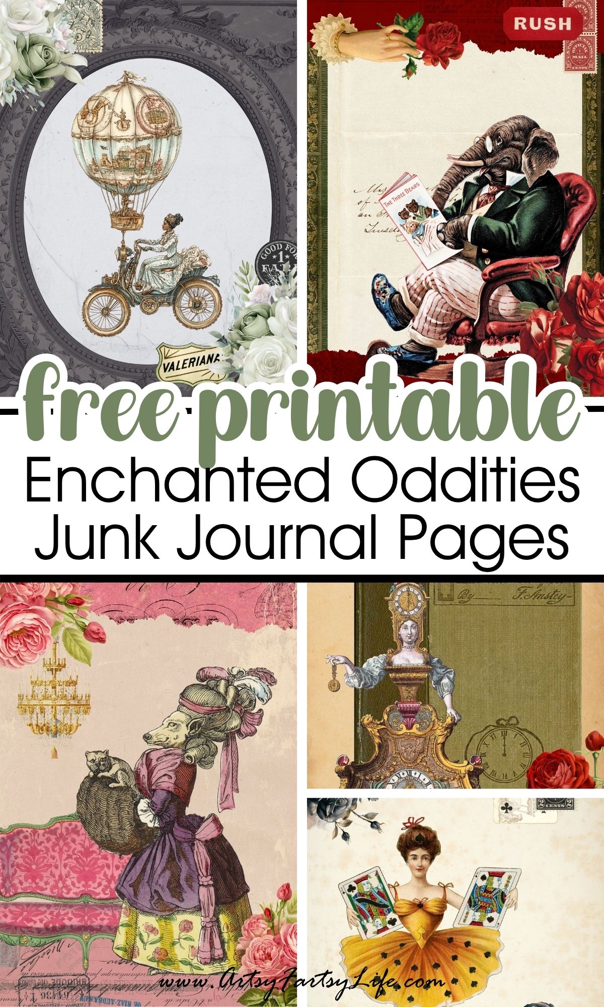 Free Enchanted Oddities Junk Journal Pages - Whimsical Victorian Ephemera Printables