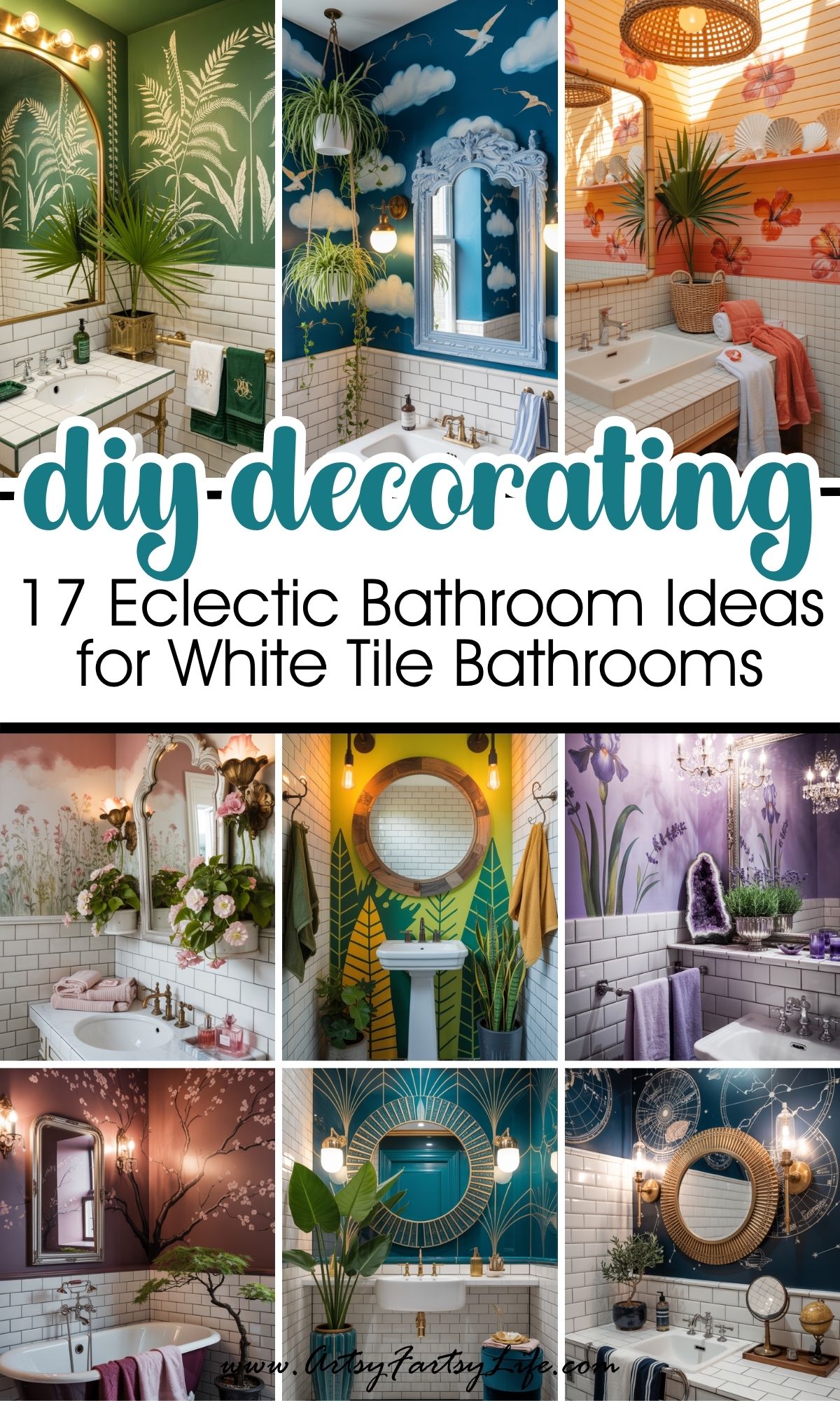 17 Eclectic Bathroom Ideas for White Tile Bathrooms