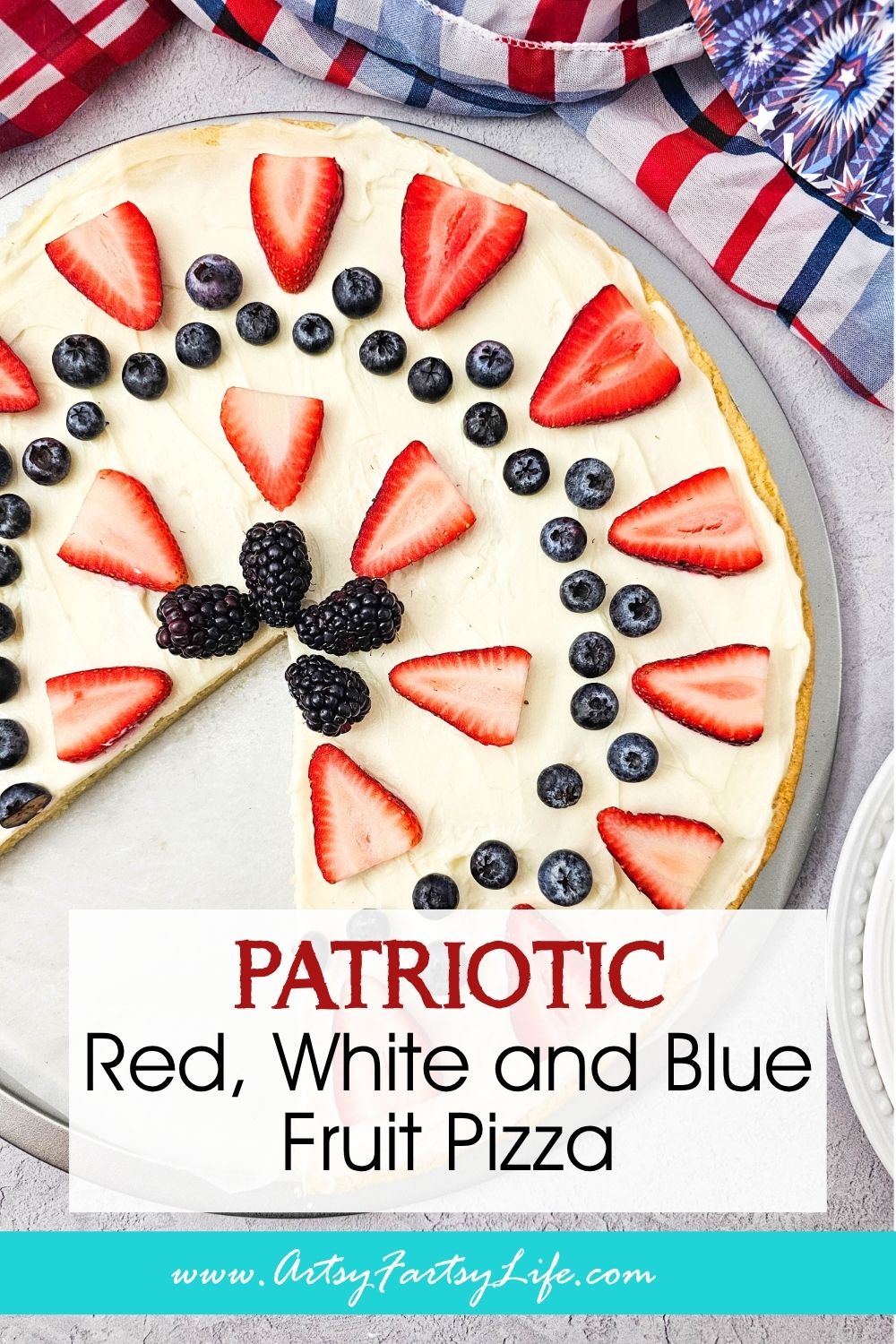 Red, White and Blue Fruit Pizza (Easy Patriotic Dessert)