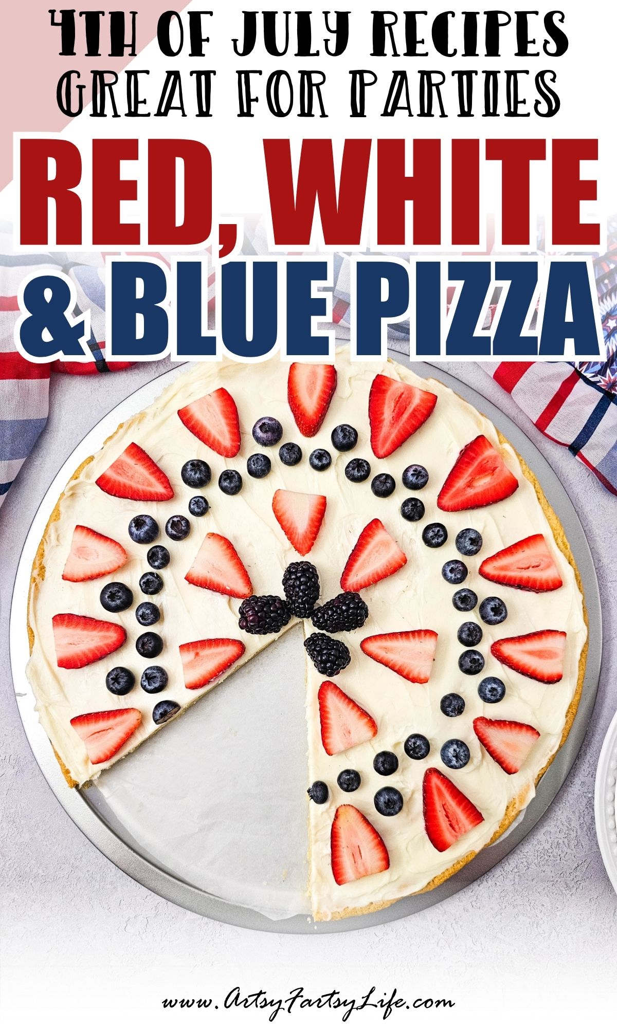 Red, White and Blue Fruit Pizza (Easy Patriotic Dessert)