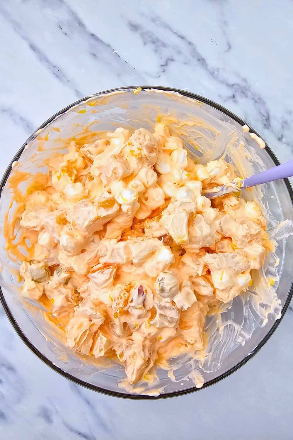 Creamy Hawaiian Fruit Salad With Orange Jello and Sour Cream