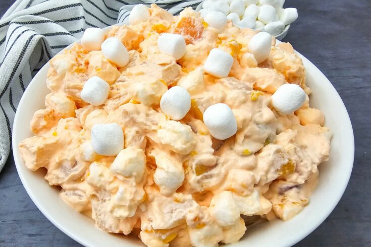 Creamy Hawaiian Fruit Salad With Orange Jello and Sour Cream