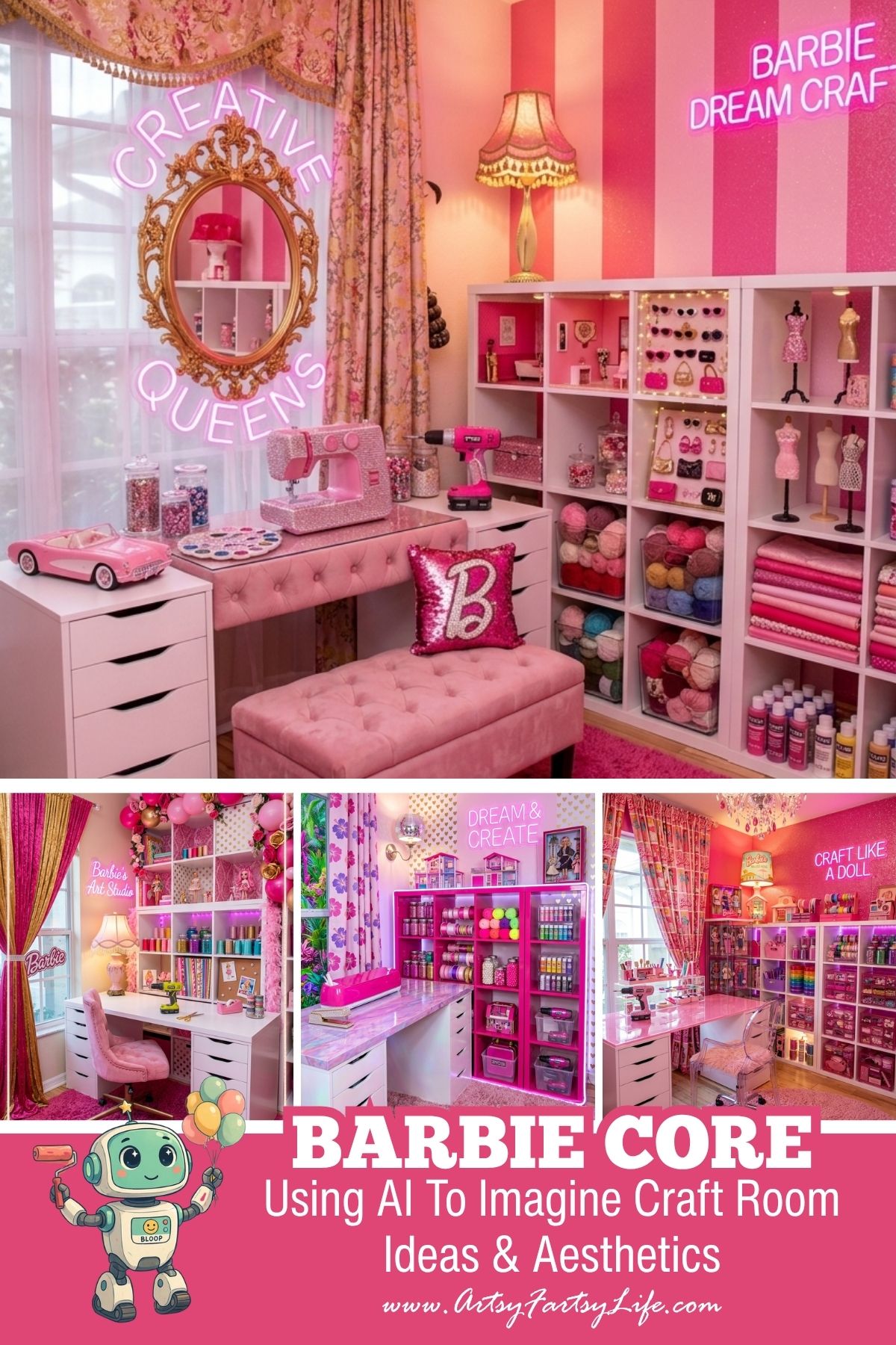 Barbiecore - Using AI To Imaging Craft Room Ideas & Aesthetics