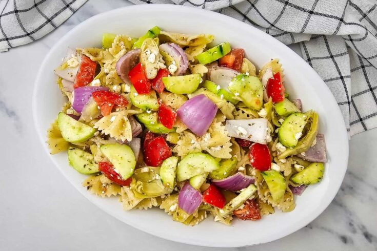 Fresh, Bright, and So Easy Feta and Artichoke Greek Pasta Salad