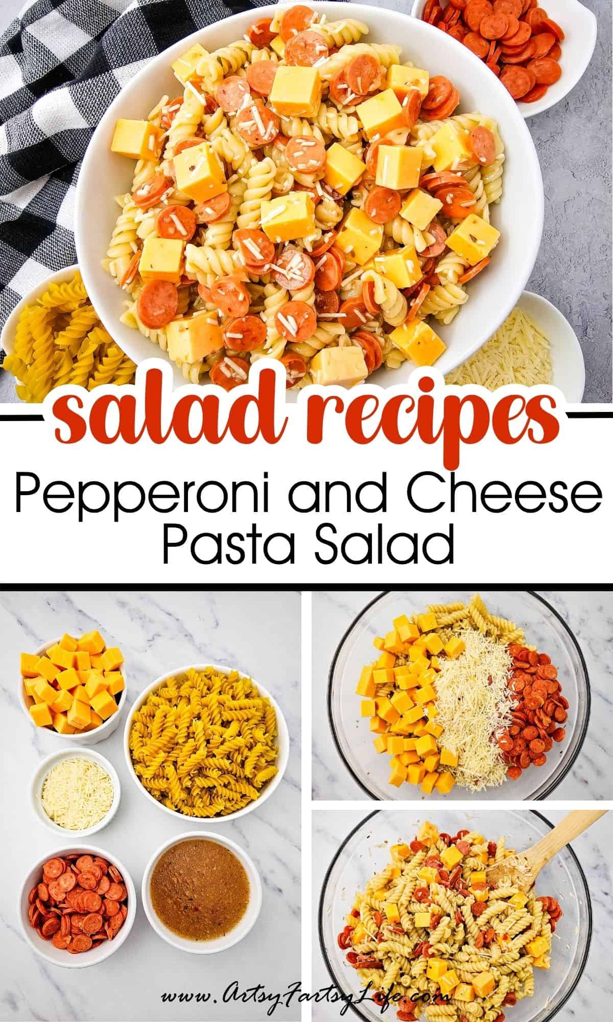 Pepperoni and Cheese Pasta Salad (Pizza in a Bowl!)