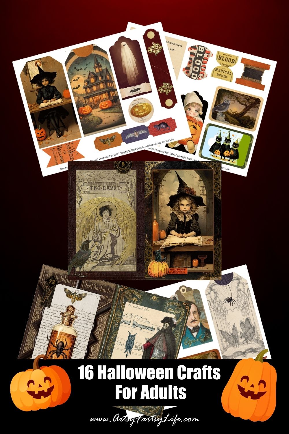 Free Printable Vintage Halloween Junk Journal Kit - Halloween Adult Crafts DIY