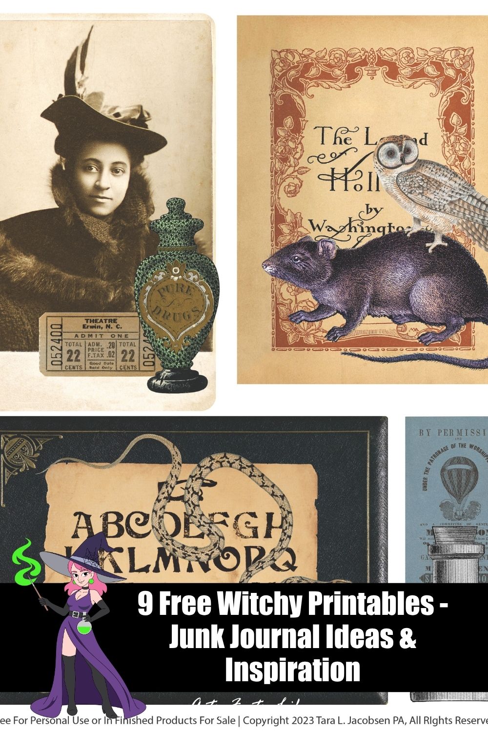 Free Printable Dark Academia Snippets Collage Sheets