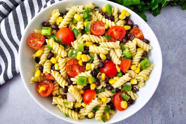 Easy Cowboy Caviar Pasta Salad with Zesty Italian Dressing