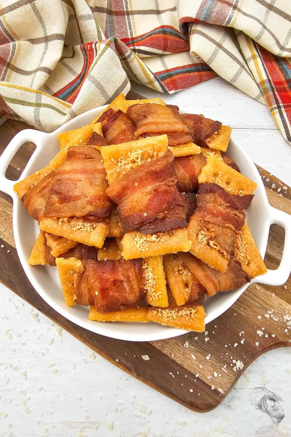 Crispy Bacon Wrapped Crackers - Easy Party Appetizer!