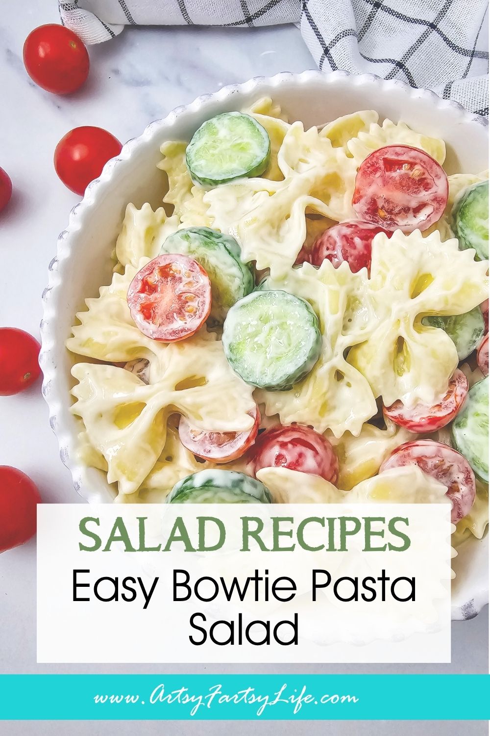 Easy Bowtie Pasta Salad with Cucumbers & Tomatoes - Perfect Cold Side!