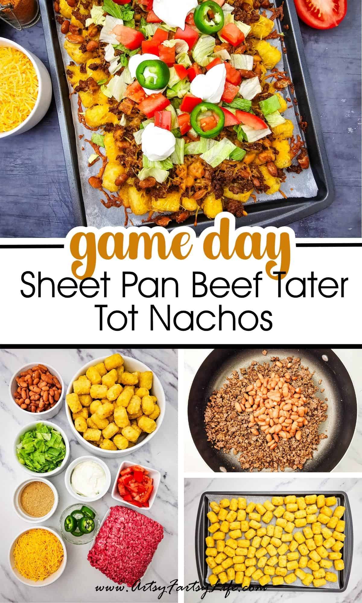 Sheet Pan Beef Tater Tot Nachos Cheesy Loaded Game Day Recipe!