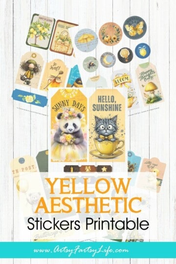 Cute Yellow Stickers Free Printable - Sunny Vintage Tags, Tickets & Circles for Junk Journals