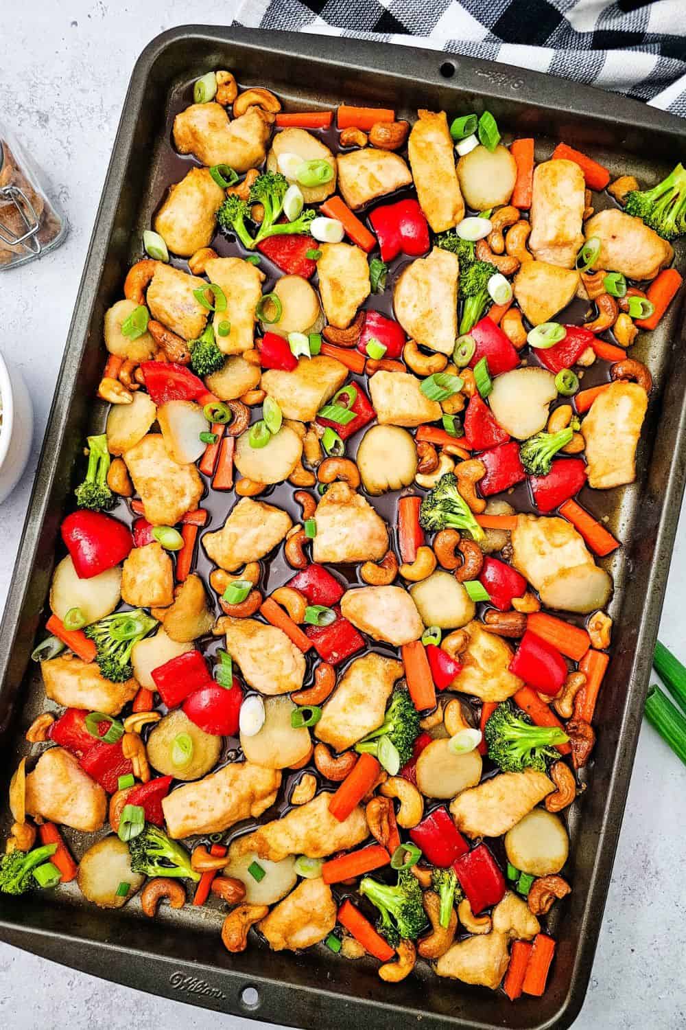 Easy Sheet Pan Cashew Chicken - A Crunchy, Saucy One Pan Dinner to Make Tonight