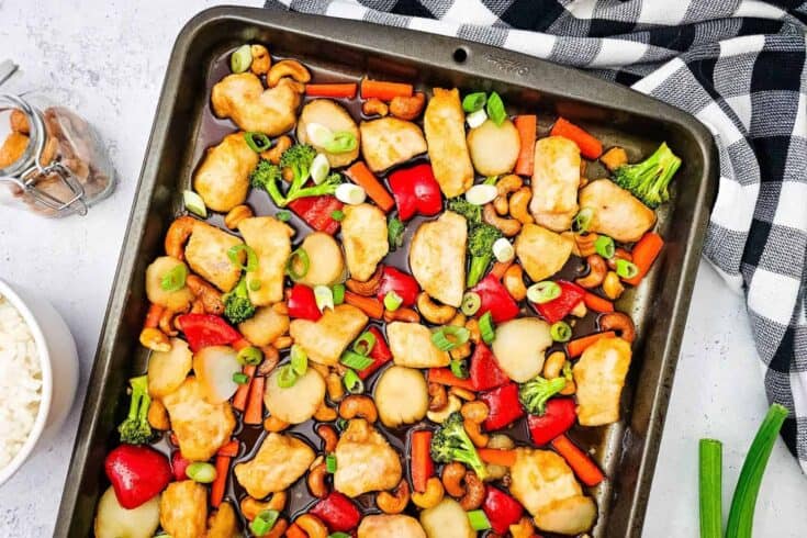 Easy Sheet Pan Cashew Chicken - A Crunchy, Saucy One Pan Dinner to Make Tonight