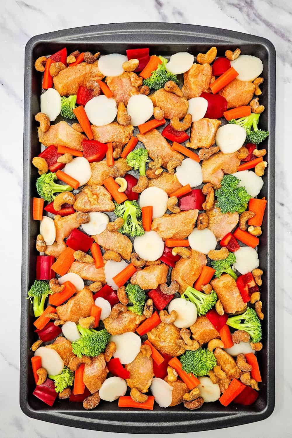 Easy Sheet Pan Cashew Chicken - A Crunchy, Saucy One Pan Dinner to Make Tonight