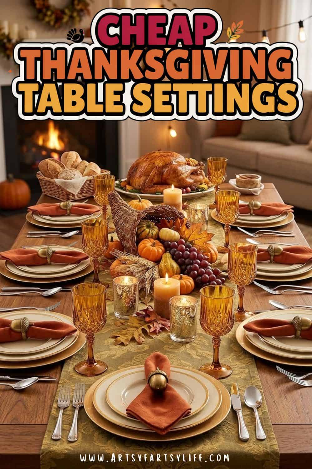 Simple Thanksgiving Table Decor for Small Spaces – Pretty, Cheap and Stress-Free - Hosting Thanksgiving in a small space? Simple Thanksgiving table decor makes it so much easier. I set my Thanksgiving table in our little rental house with affordable layers and easy Thanksgiving tablescape ideas that fit a small dining table. Cheap Thanksgiving table settings, paper plates, pretty napkins and candles that look high end. Tap through for my small space Thanksgiving table setup tips!
