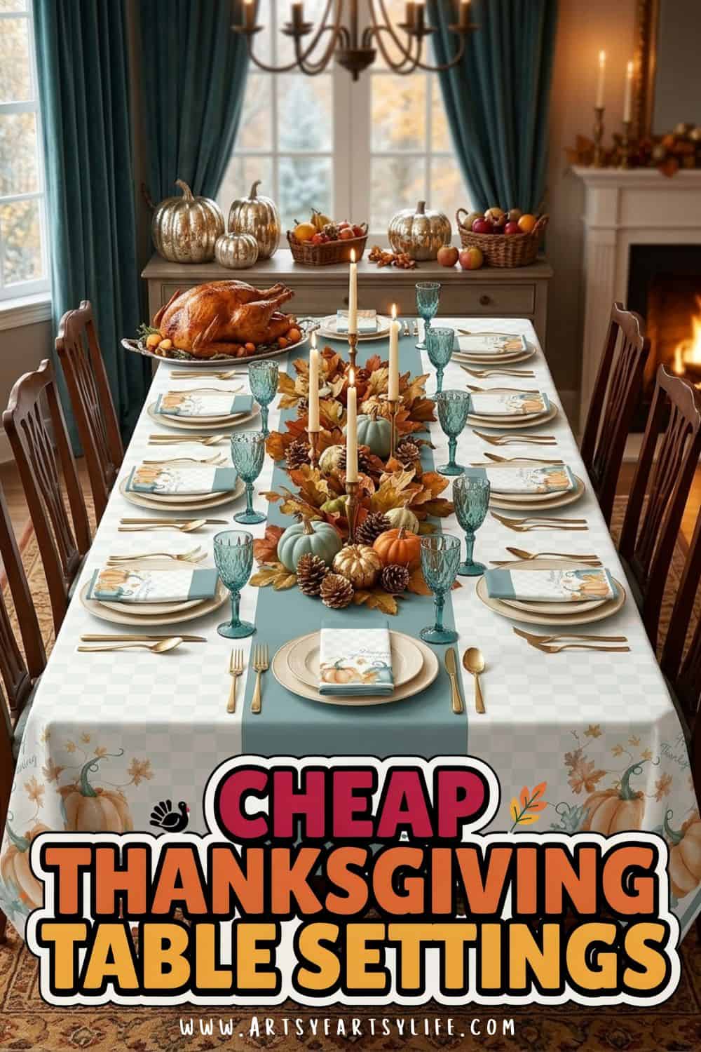 Thanksgiving Dinner Table Setting Ideas That Wow Your Family Without Breaking the Bank - These Thanksgiving dinner table setting ideas will have your family asking where you bought everything! Affordable tablecloths, a gorgeous table runner, chargers, paper plates and pretty napkins come together for a beautiful Thanksgiving table. Easy Thanksgiving tablescapes, Thanksgiving hosting ideas and simple Thanksgiving table decor all in one guide. Save this and get the full Thanksgiving table setup list!