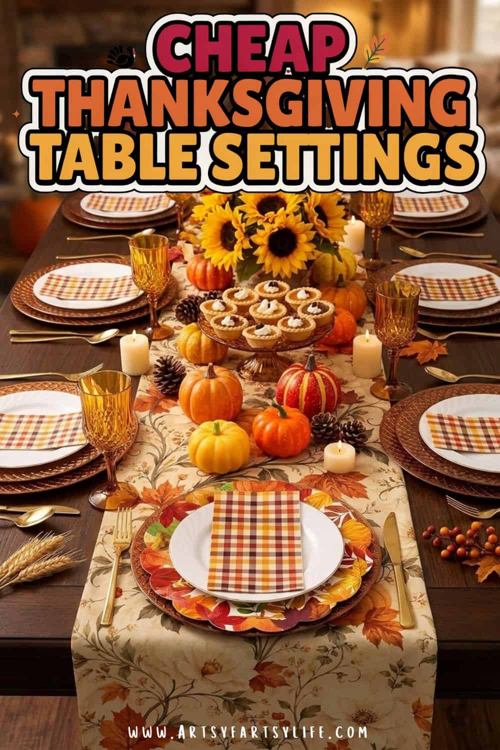 How to Set a Beautiful Thanksgiving Table on a Budget (Layer by Layer!) - Learn how to set a beautiful Thanksgiving table without spending a fortune. This easy Thanksgiving table setup walks you through each layer: tablecloth, runner, placemats, chargers, disposable plates, napkins, silverware and cups. Inexpensive Thanksgiving table decor ideas that work for a small dining room, a big family dinner or a cozy Friendsgiving. Click through for my affordable Thanksgiving table settings shopping list!