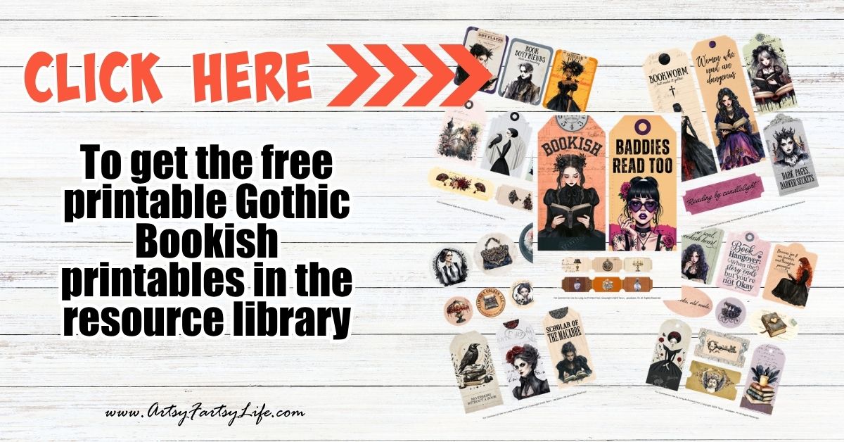 Gothic Bookish Stickers Free Printable Dark Academia Junk Journal Sheet 