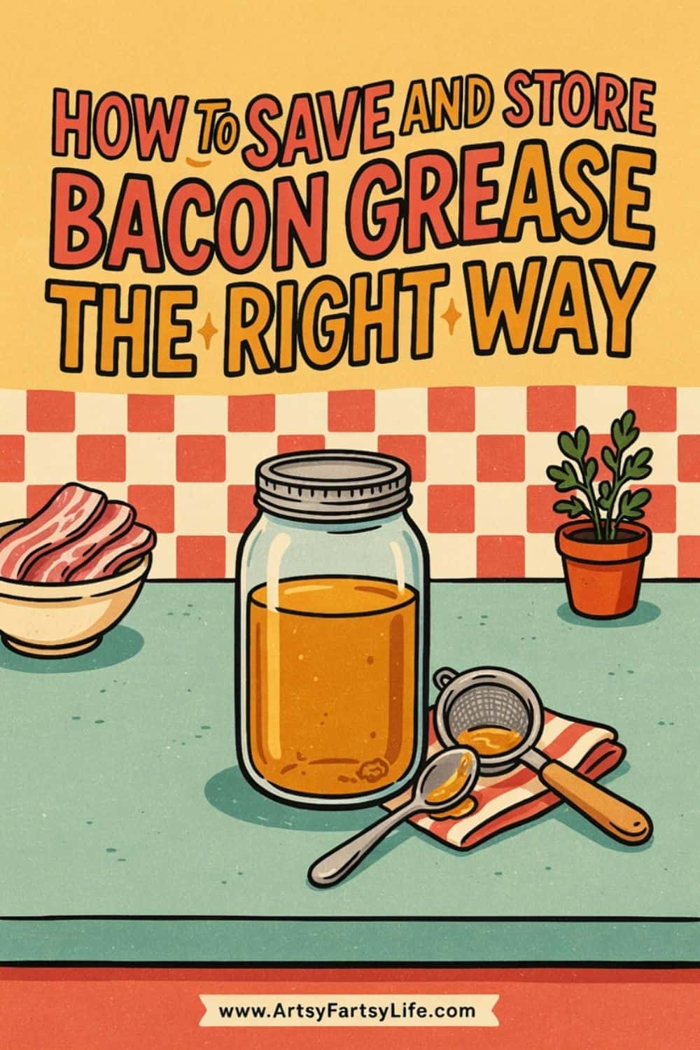 The Best Way To Store Bacon Grease So It Stays Fresh For Months... Wondering about the best way to store bacon grease? This simple bacon grease storage method keeps it fresh, clean, and ready to cook with anytime. Learn how to store bacon grease the smart way, plus clever bacon grease uses for gravy, biscuits, and more. A genius zero waste kitchen tip your grandma already knew.