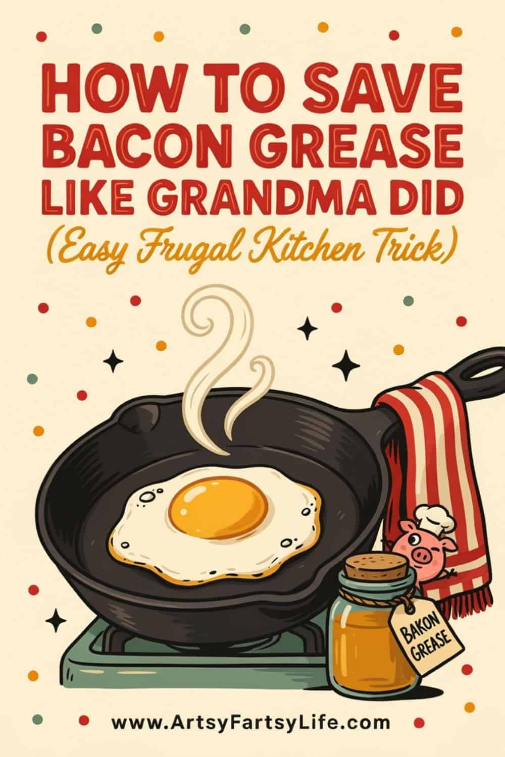 Why Saving Bacon Grease Is The Ultimate Zero Waste Kitchen Habit... Long before zero waste kitchen living was trendy, our grandmothers were already doing it with a simple bacon grease jar! Learn how to save bacon grease, the best way to store bacon grease safely, and why this frugal living tip deserves a comeback in every modern kitchen.