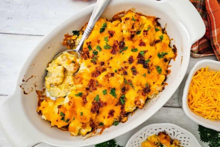 Cheesy Cauliflower Casserole with Bacon - Golden, Bubbly and So Comforting